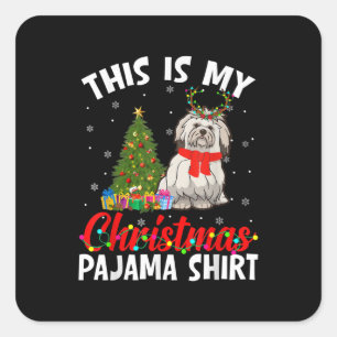 Lustigt Shih Tzu Julafton Pajama Gift Hund Pappa H Fyrkantigt Klistermärke