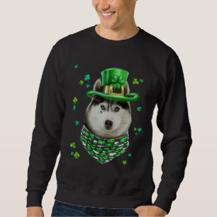 Lustigt Siberian husky 2020 Patrick Day för Hund Lång Ärmad Tröja