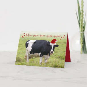 Lustigt Singing jul Cow Kort