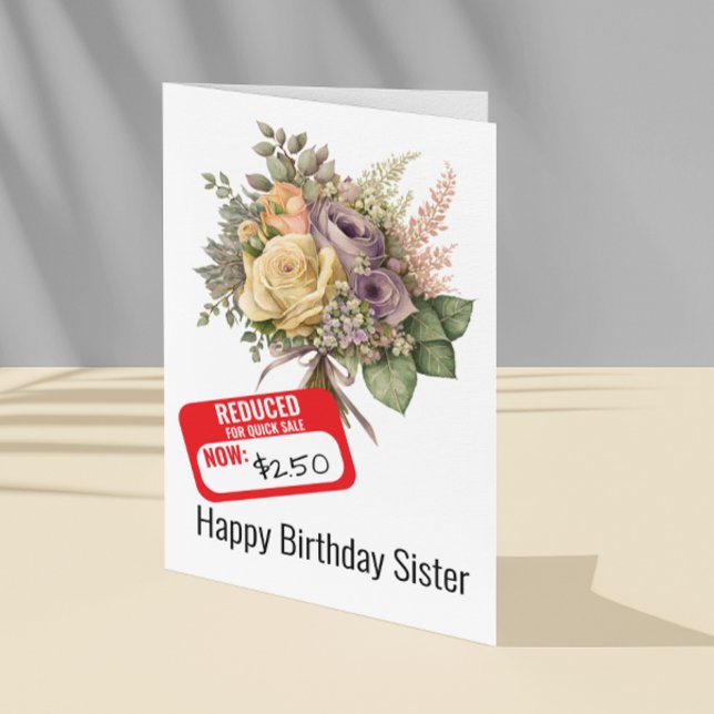Lustigt sister Birthday Reduced Dicount Sticker Kort (Skapare uppladdad)