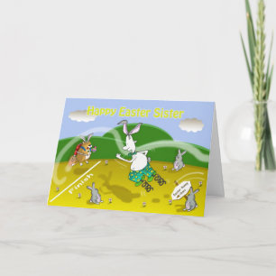 Lustigt sisterkort påsk, Tjock cat och Duncan Helgkort