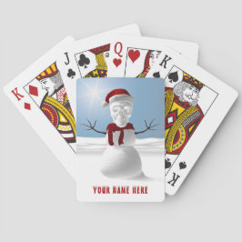 Lustigt skallhuvud snögubbe. Personlig Casinokort