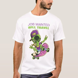 Lustigt Skateboarding Alien JOB VILLE RESA T Shirt