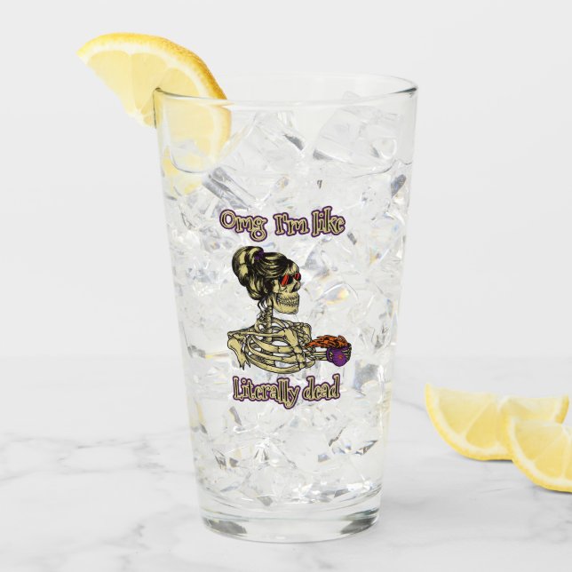 Lustigt Skeleton Drinking Jag är bokstavligt talat Glaskopp (Framsida Ice)