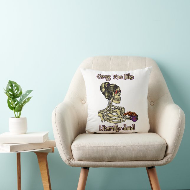 Lustigt Skeleton Drinking Jag är bokstavligt talat Kudde (Stol)