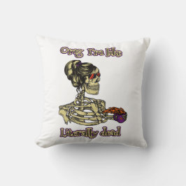 Lustigt Skeleton Drinking Jag är bokstavligt talat Kudde