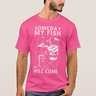 Lustigt Skeleton Fiske En dag kommer min fisk att T Shirt