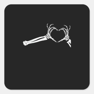 Lustigt Skeleton Heart Händer. Halloween Costume S Fyrkantigt Klistermärke