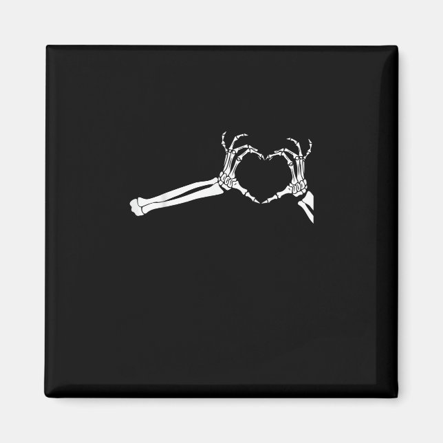 Lustigt Skeleton Heart Händer. Halloween Costume S Magnet (Framsidan)