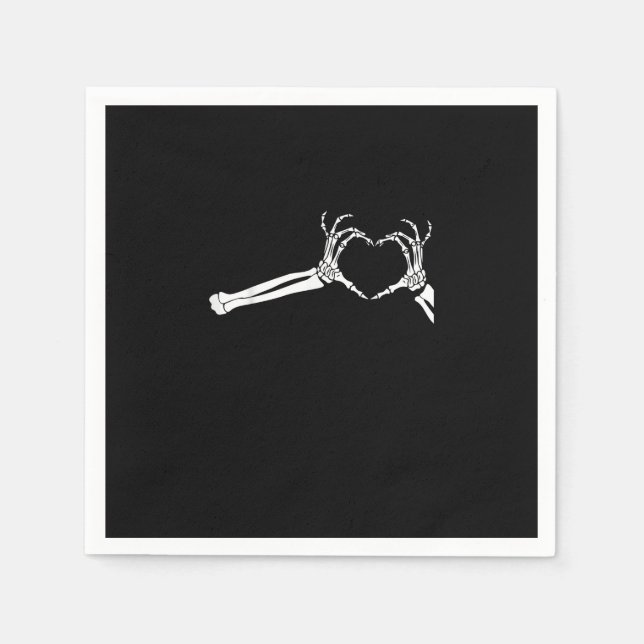 Lustigt Skeleton Heart Händer. Halloween Costume S Pappersservett (Framsidan)