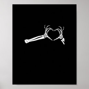 Lustigt Skeleton Heart Händer. Halloween Costume S Poster