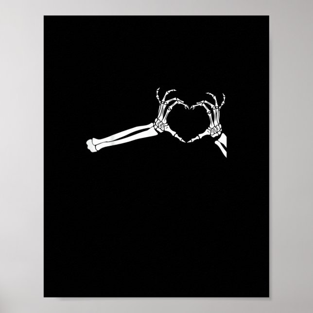 Lustigt Skeleton Heart Händer. Halloween Costume S Poster (Framsidan)