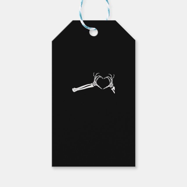 Lustigt Skeleton Heart Händer. Halloween Costume S Presentetikett (Framsidan)