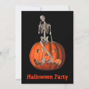 Lustigt Skeleton Jack o lantern Halloween-inbjudan Inbjudningar