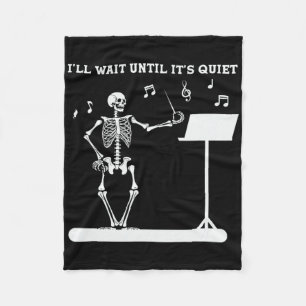 Lustigt Skeleton Music Lärare jag väntar tills det Fleecefilt
