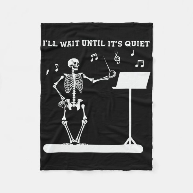 Lustigt Skeleton Music Lärare jag väntar tills det Fleecefilt (Framsidan)