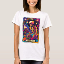Lustigt Skeleton Reader Tarot T Shirt