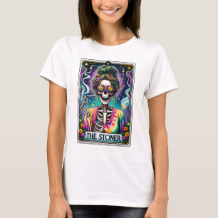 Lustigt Skeleton Stoner Tarot T Shirt