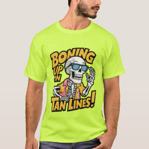 Lustigt skelett än linjer strand ord art t shirt