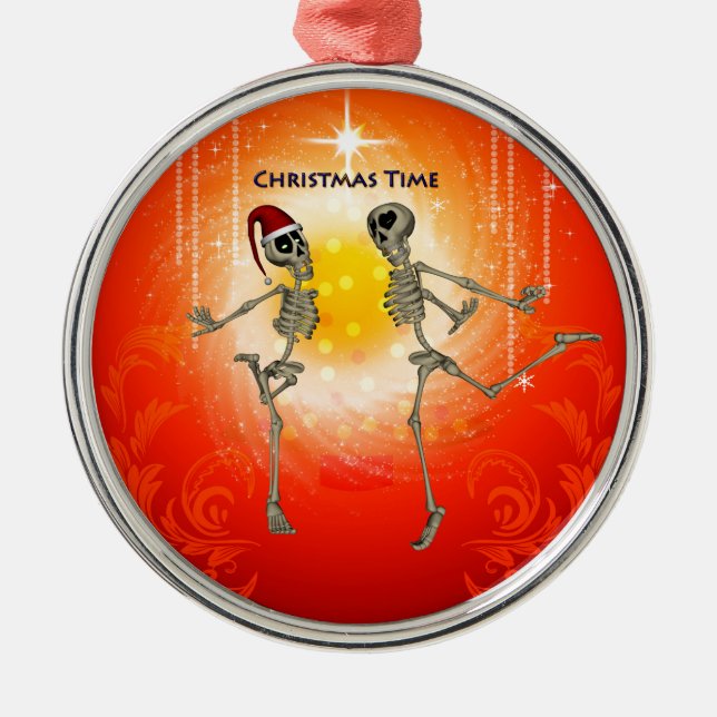 Lustigt skelett julgransprydnad metall (Framsidan)