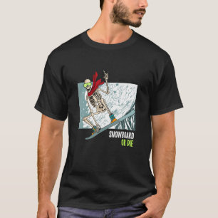 Lustigt skelettsnowboard för fläkt sport snö t shirt