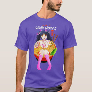 Lustigt Skicka Noods Cute Ramen Noodle Bowl Anime T Shirt