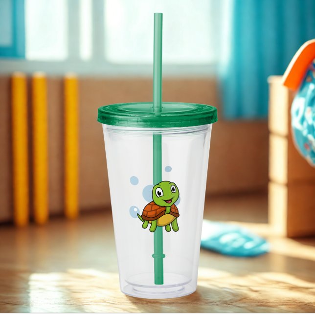 Lustigt sköldpadda med bubbla take away mugg (cute tortoise tumbler)