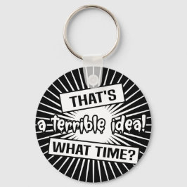 Lustigt skräckinjagad idé: tidsknappkedja nyckelring