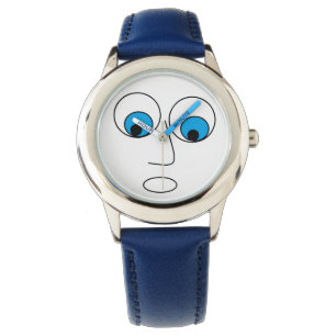 Lustigt Skrämt mannens Ansikte Print Blue and Whi Armbandsur