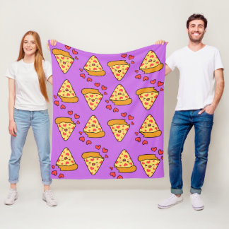 Lustigt skrattande pizza mönster lila-barnflicka fleecefilt