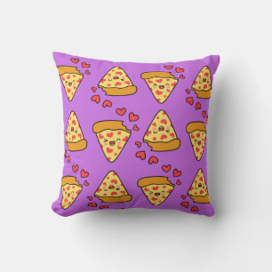 Lustigt skrattande pizza mönster lila-barnflicka kudde