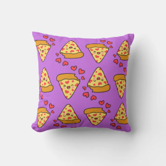Lustigt skrattande pizza mönster lila-barnflicka kudde