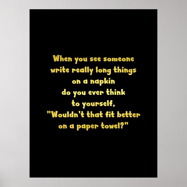 Lustigt skrivande på en Napkin Joke Poster (Framsidan)