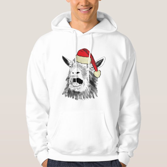 Lustigt skrynklande jultomten Goat jul Hoodie (Framsida)