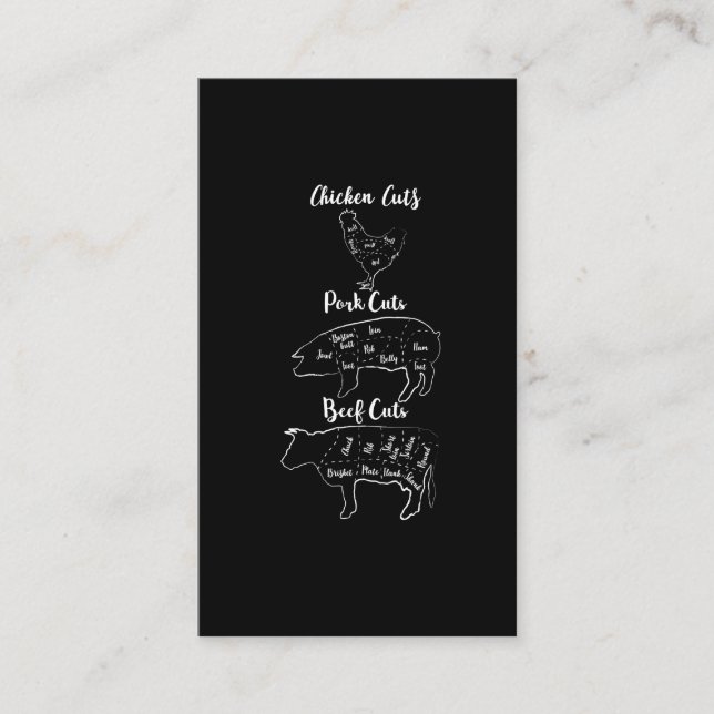 Lustigt slaktare Kött Chicken Gris Nötkreatur Visitkort (Framsida)