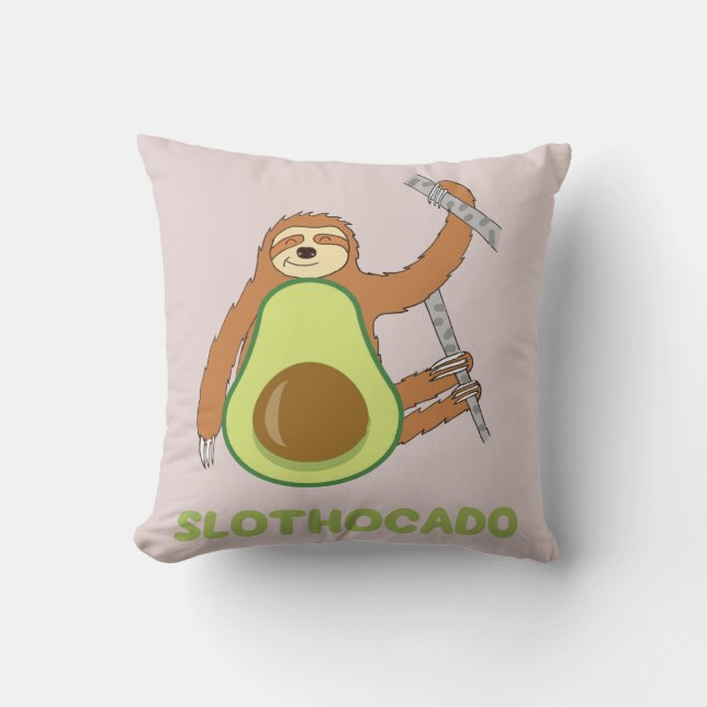 Lustigt Sloth Avocado Slothocado Kudde (Framsida)