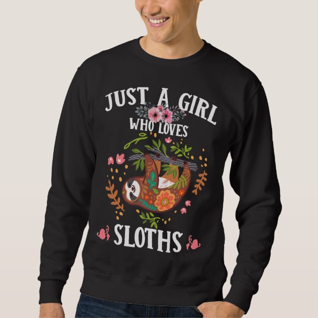 Lustigt Sloths bara en flicka som Lång Ärmad Tröja (Framsida)