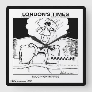 Lustigt Slug Nightmares Wall Clock Fyrkantig Klocka