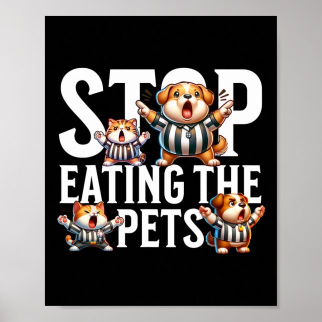 Lustigt sluta äta Hundar och katter Springfield Pe Poster (Framsidan)