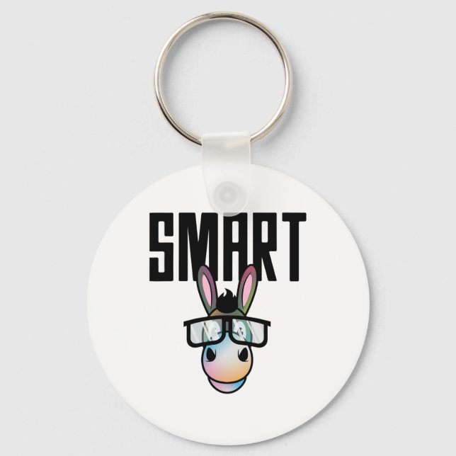 Lustigt Smart Donkey  Älskare Gift för Nyckelring (Framsida)