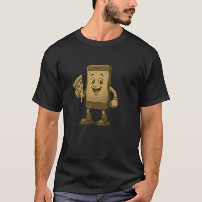 Lustigt Smartphone med Pizza for Tech och Pizza Lo T Shirt (Framsida)