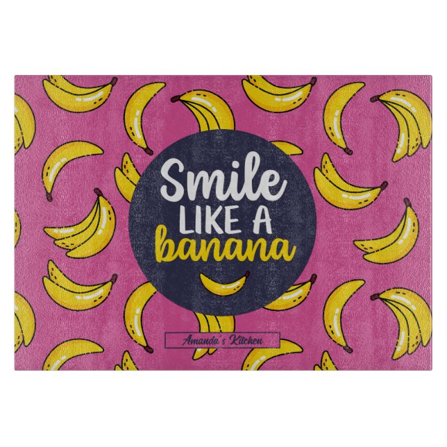Lustigt Smile som en Banana Retro Fruit Mönster (Framsidan)