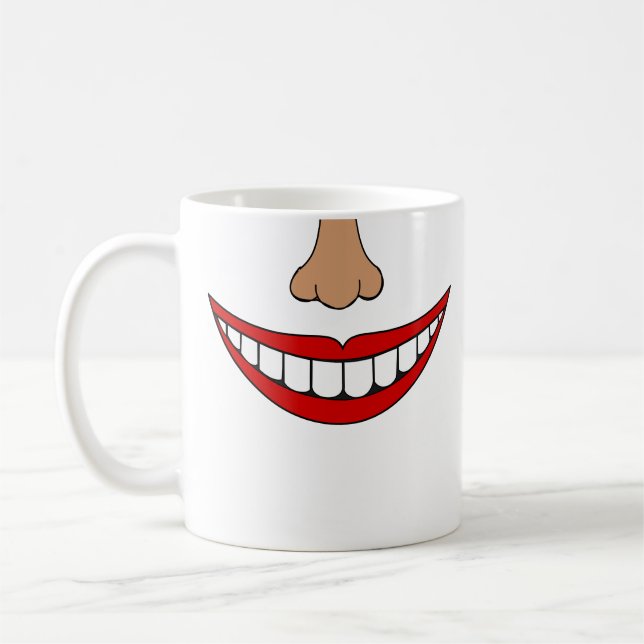 Lustigt Smiles Red Mouth Nose Läppar och Teeth Kaffemugg (Vänster)
