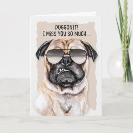 Lustigt Smug Pug Hund i Sunglass som saknas Kort
