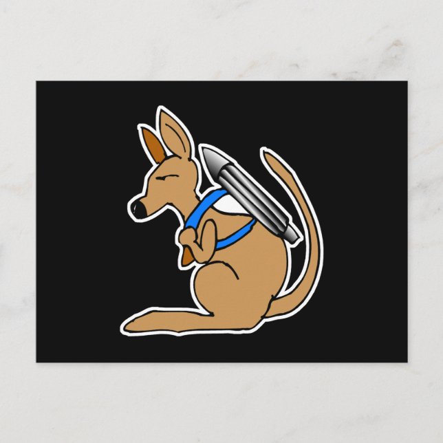 lustigt snabbt raketkangaroo vykort (Framsida)