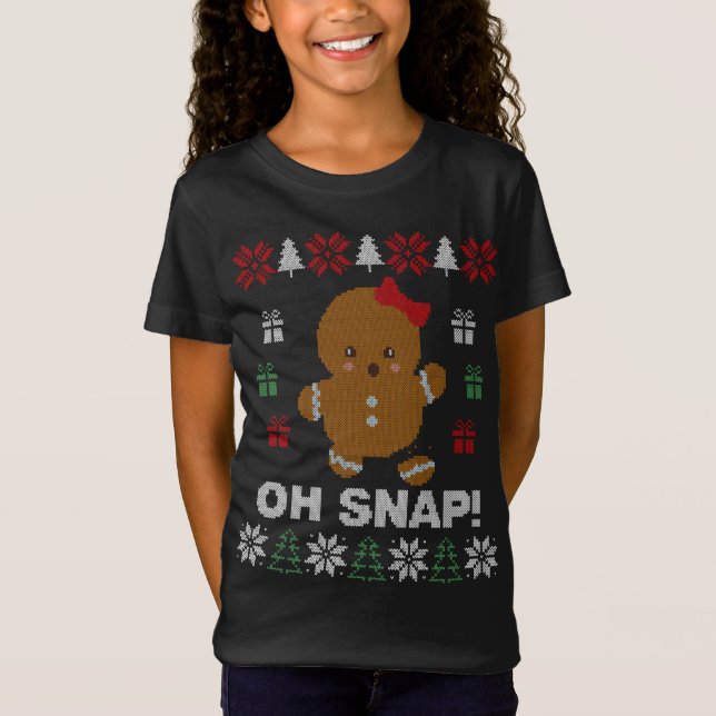 Lustigt, Snap! Gingerbröd Cookie Ugly Sweaters T Shirt (Framsida)