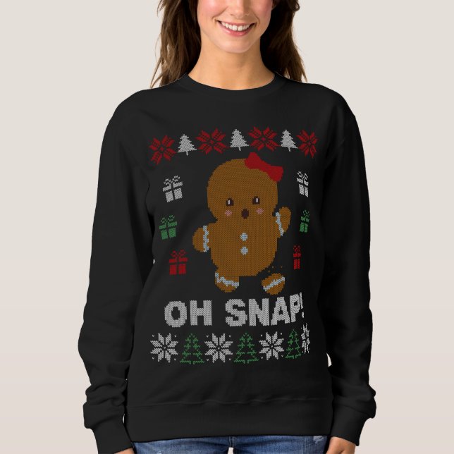 Lustigt, Snap! Gingerbröd Cookie Ugly Sweaters T Shirt (Framsida)