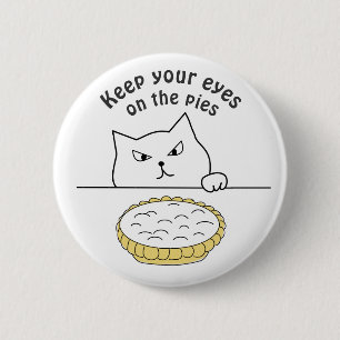 Lustigt Sneaky Cat efter Cream Paj Illustration Knapp