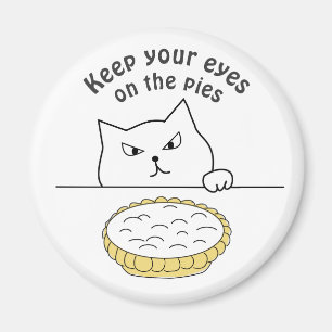 Lustigt Sneaky Cat efter Cream Paj Illustration Magnet
