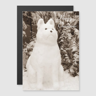 Lustigt snö akita hund snögubbe för julklappar magnetisk inbjudningskort